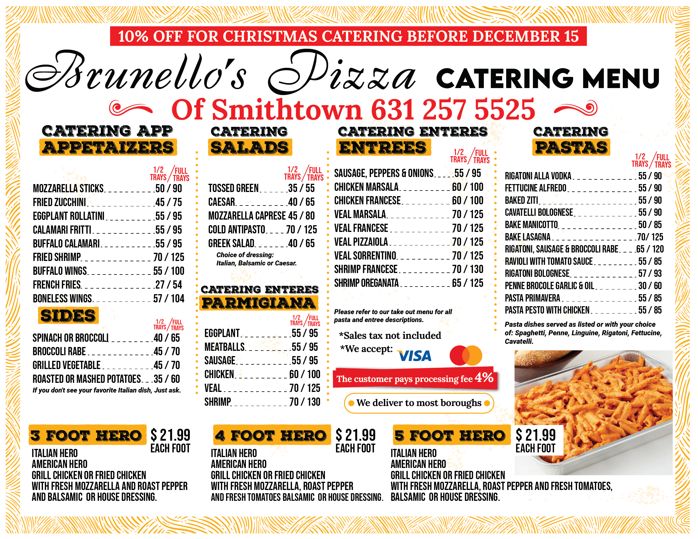 Brunellos Pizza Smithtown Catering Menu